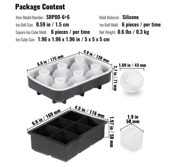Silikoninė ledo rutuliukų ir kubelių forma6