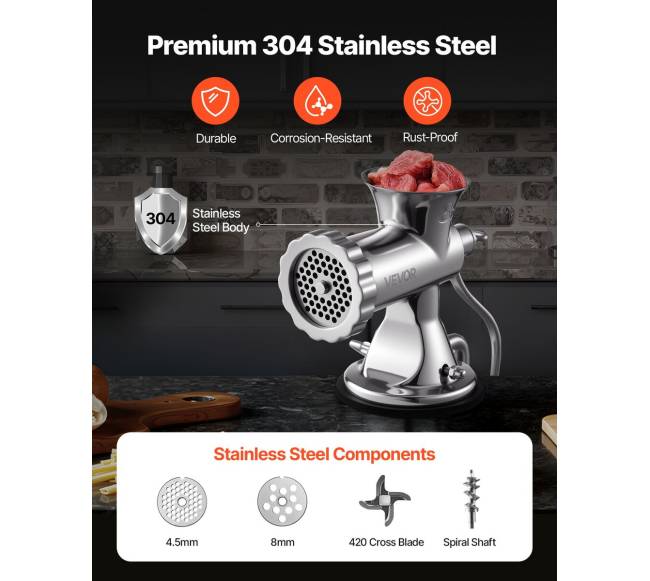 Rankinis mėsos malūnėlis su nerūdijančiu plienu2