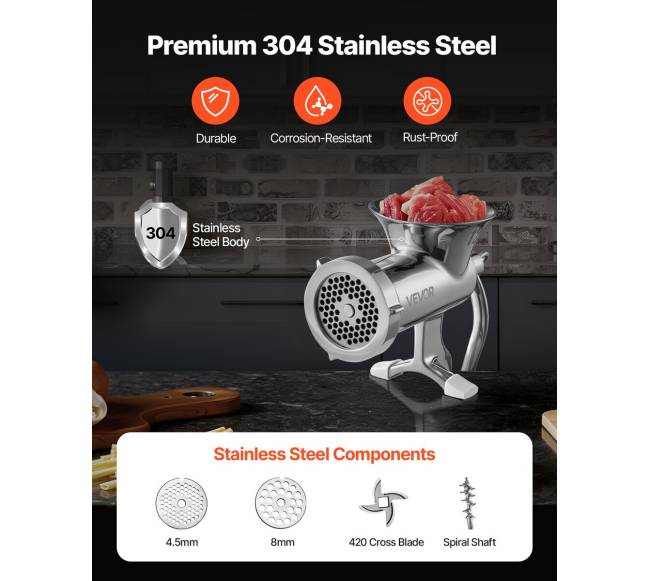 Rankinė mėsos malimo mašina iš nerūdijančio plieno2