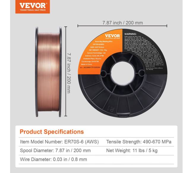Tvirta MIG suvirinimo viela, ER70S-6 0,8 mm, 5 kg6