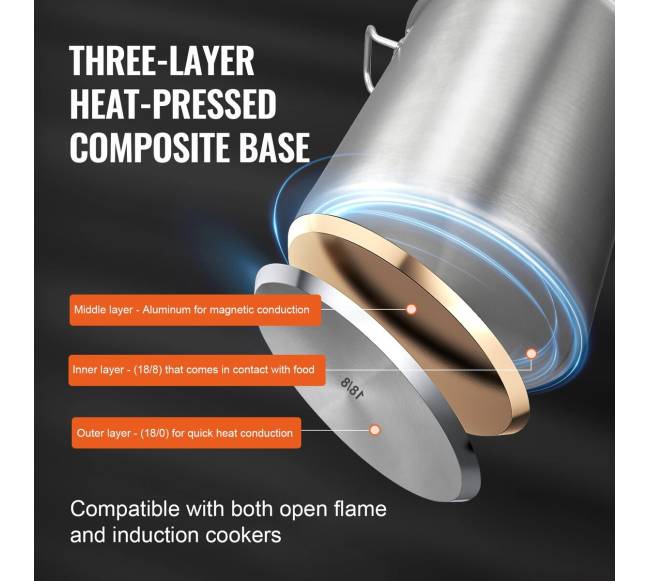 Nerūdijančio plieno puodas su dangčiu, 39,7L3