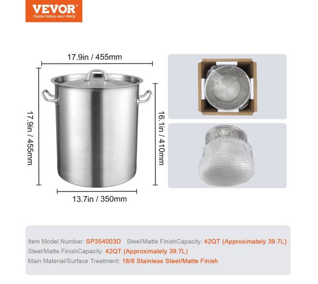 Nerūdijančio plieno puodas su dangčiu, 39,7L6