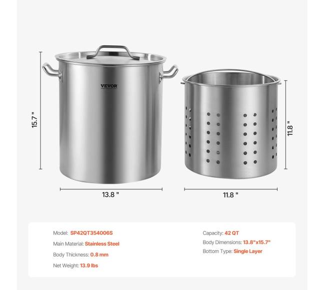 Nerūdijančio plieno puodas 39,7 l su sieteliu6
