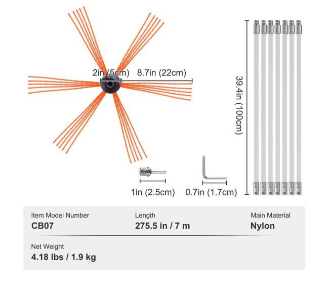 7 m dūmtraukio valymo komplektas su priedais6