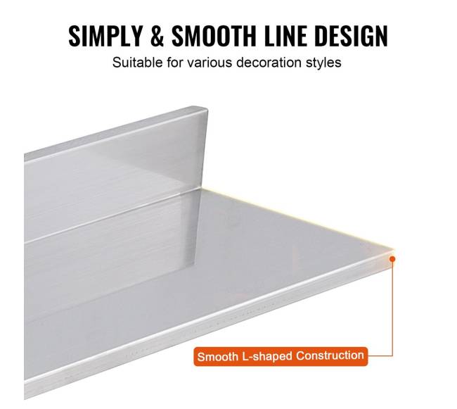 Nerūdijančio plieno sieninė lentyna su atbraila3