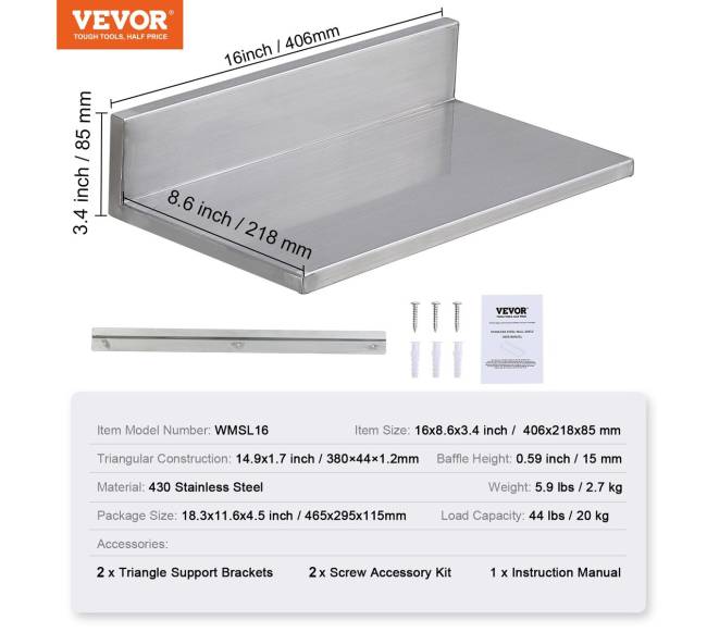 Nerūdijančio plieno lentyna su lentynėlėmis6