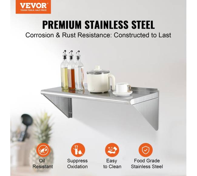 91 cm x 30 cm nerūdijančio plieno lentyna1