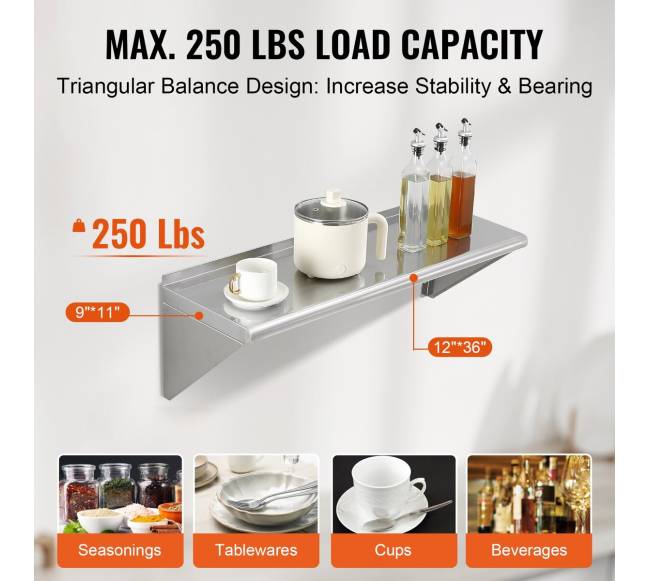 91 cm x 30 cm nerūdijančio plieno lentyna2