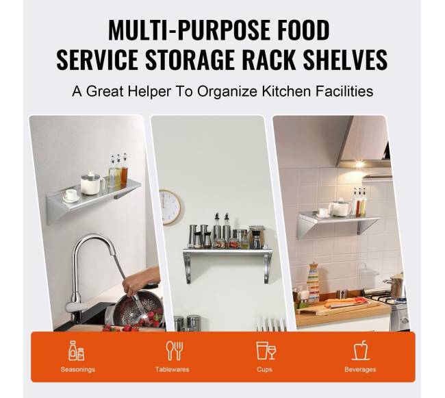 91 cm x 30 cm nerūdijančio plieno lentyna5