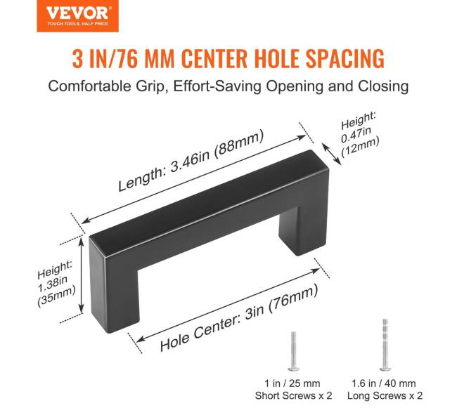 30 vnt. spintelės rankenėlės, 76 mm atstumu1