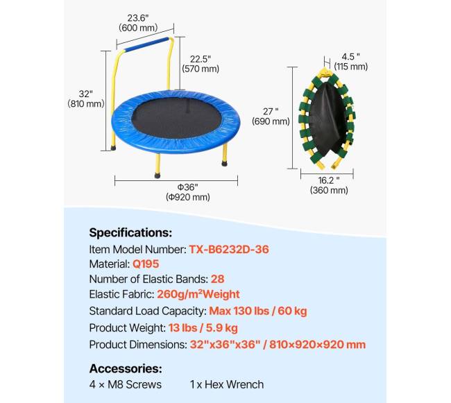 3 ft vaikų batutas su putplasčio rankena6