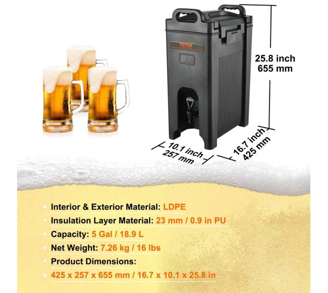 Izoliuotas gėrimų dozatorius, 5 galonų6
