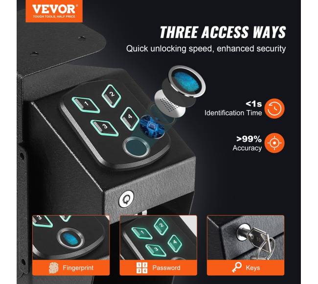 Tvirtinamas biometrinis seifas pistoletui1