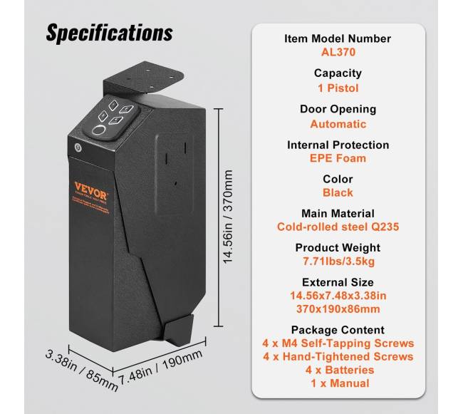 Tvirtinamas biometrinis seifas pistoletui6