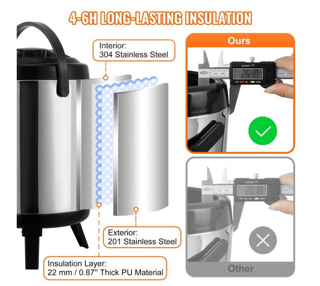 Nerūdijančio plieno gėrimų dozatorius 6 L2