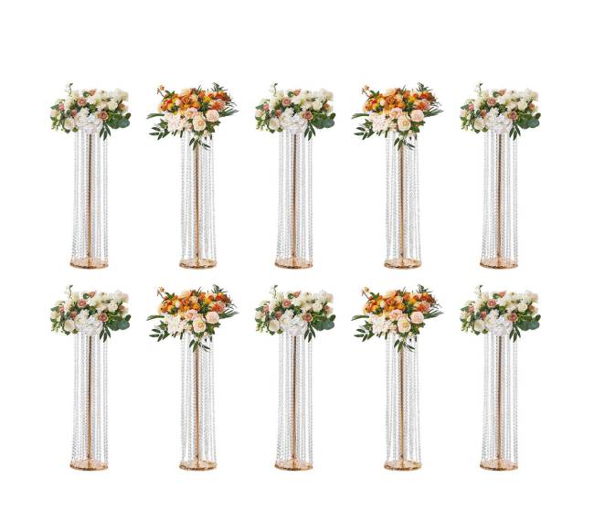 90 cm aukščio kristalinis gėlių stovas vestuvėms0