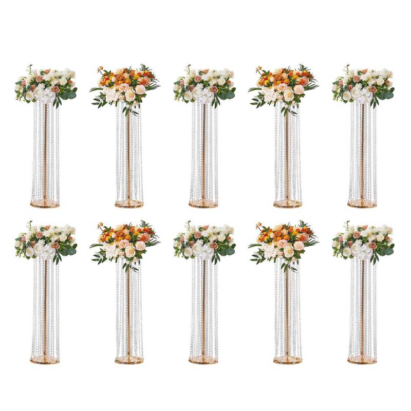 90 cm aukščio kristalinis gėlių stovas vestuvėms0