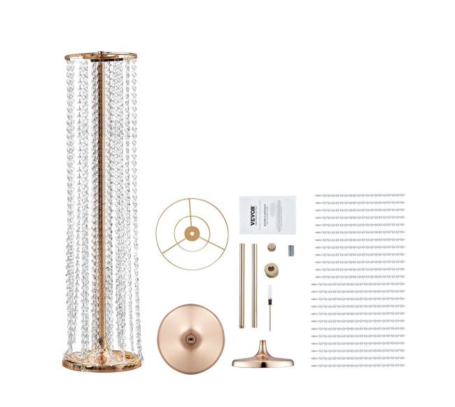 90 cm aukščio kristalinis gėlių stovas vestuvėms8