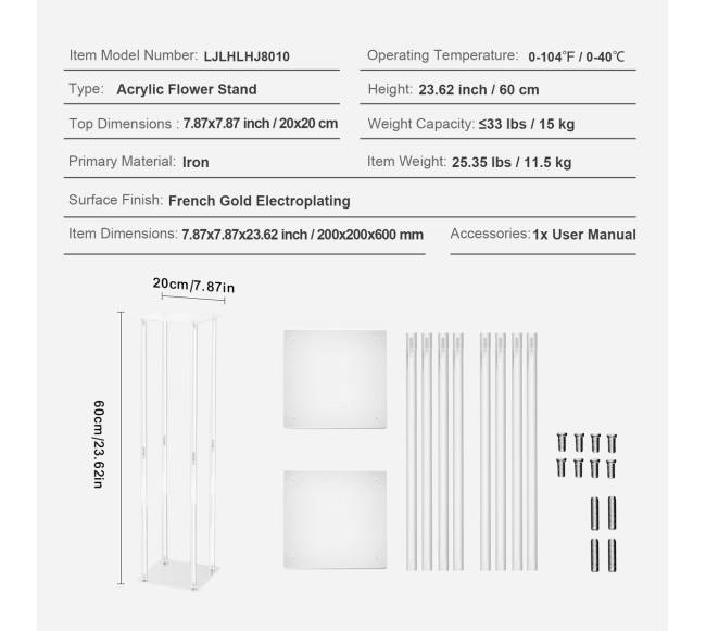 10 vnt. 60 cm aukščio vestuvių gėlių stendas6
