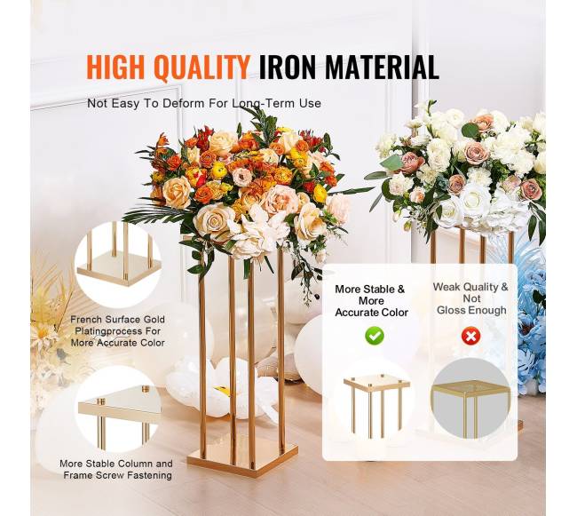 Auksinis vestuvių gėlių stovas, 80 cm aukščio2