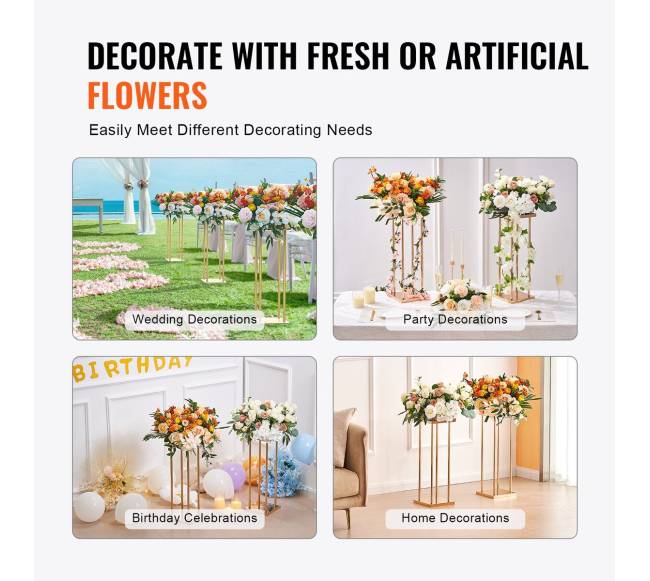 Auksinis vestuvių gėlių stovas, 80 cm aukščio5