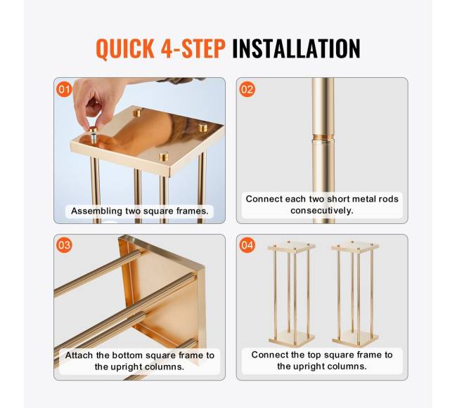 4 vnt. aukso metalo stovas gėlėms4