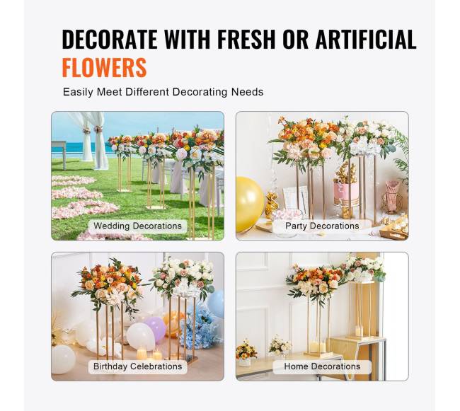 4 vnt. aukso metalo stovas gėlėms5