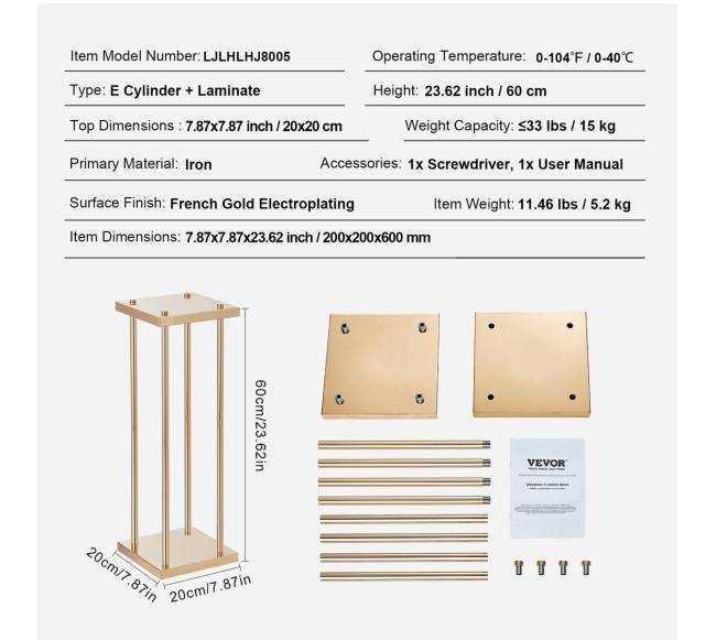 4 vnt. aukso metalo stovas gėlėms6