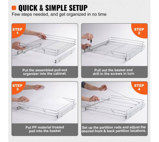 Ištraukiamas spintelių organizatorius iš chromuoto plieno4