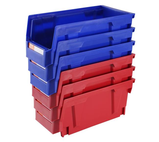 Plastikinė laikymo dėžė, 12 vnt., mėlynaraudona0