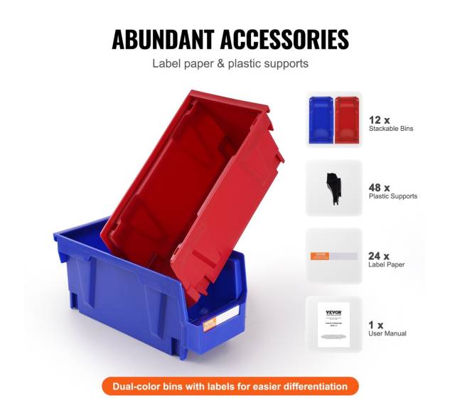 Plastikinė laikymo dėžė, 12 vnt., mėlynaraudona4