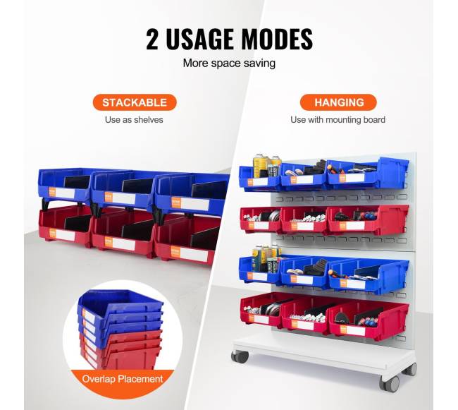 Plastikinė saugojimo dėžė, kabinama ir sukraunama, mėlynaraudona, 6 vnt.2