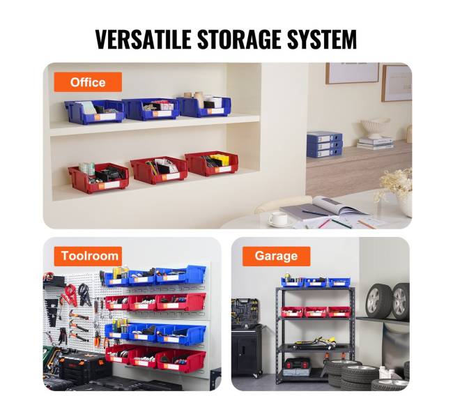 Plastikinė saugojimo dėžė, kabinama ir sukraunama, mėlynaraudona, 6 vnt.5