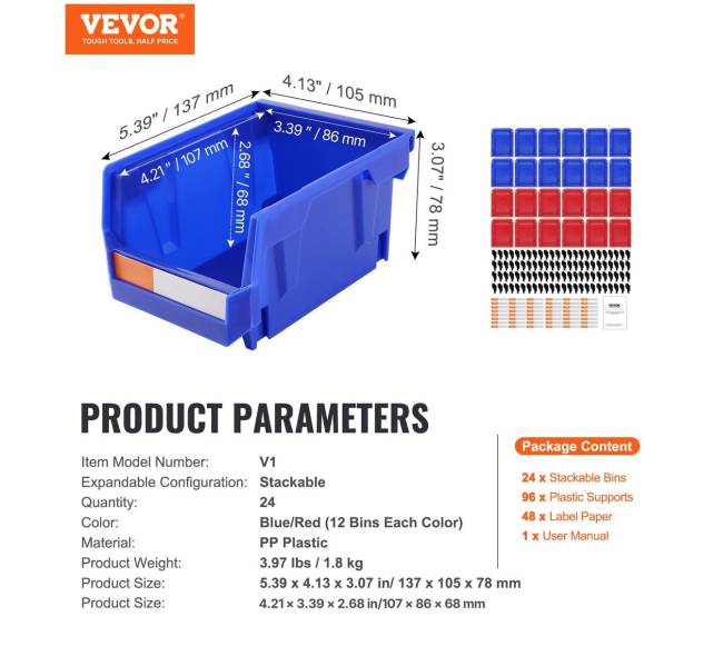 Plastikinės konteineriai daiktų laikymui, 24 vienetai6