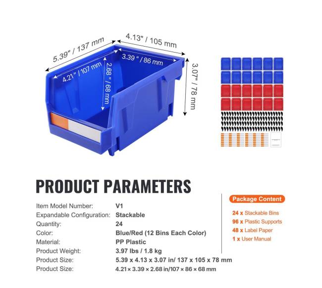Plastikinės konteineriai daiktų laikymui, 24 vienetai10