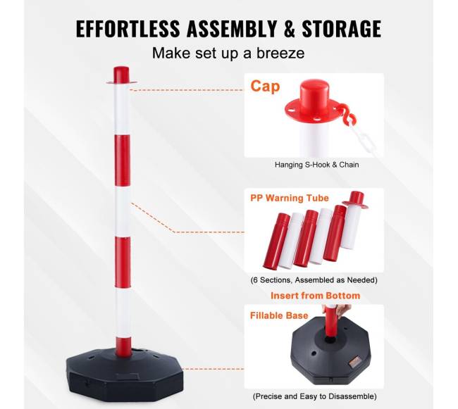 Reguliuojami saugos stulpeliai su grandine, 4 vnt.4