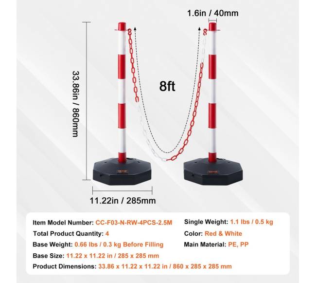 Reguliuojami saugos stulpeliai su grandine, 4 vnt.6