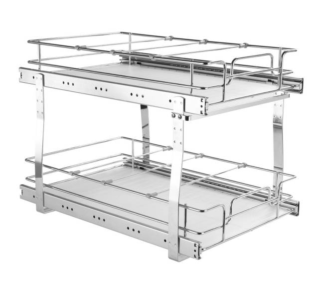 2 aukštų ištraukiamas spintelių organizatorius0