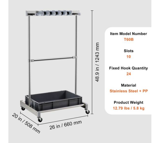 Sodo įrankių stovas su 10 vietų ir kabliais6