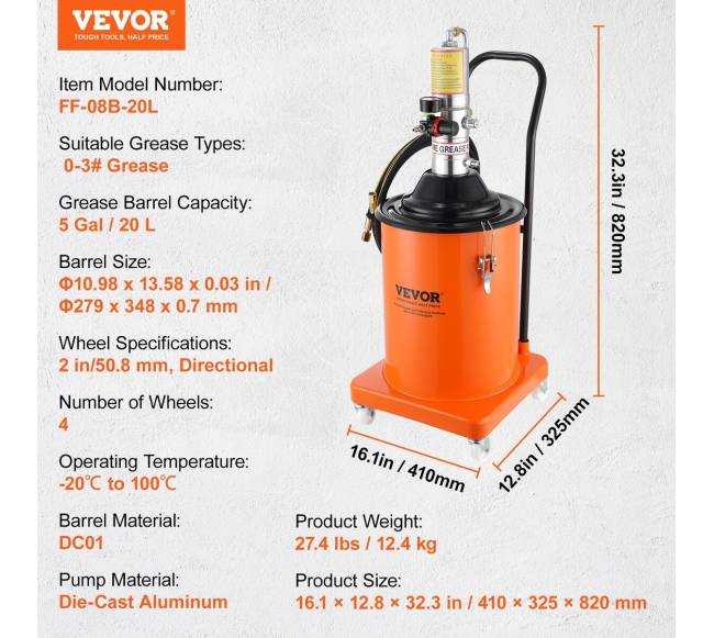 Oro tepalo pompa su vežimėliu 20L6