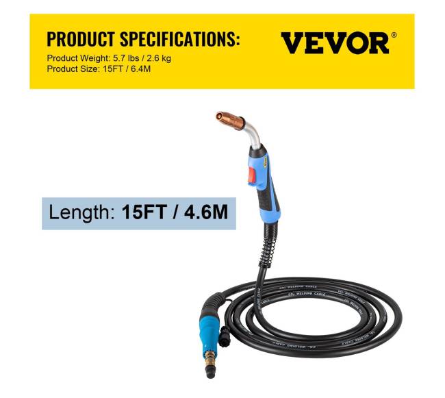 Mig suvirinimo degiklis 250 A 4.6 m6