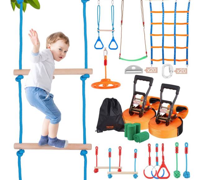 Nindzių kliūčių trasa vaikams lauke su 12 kliūčių0