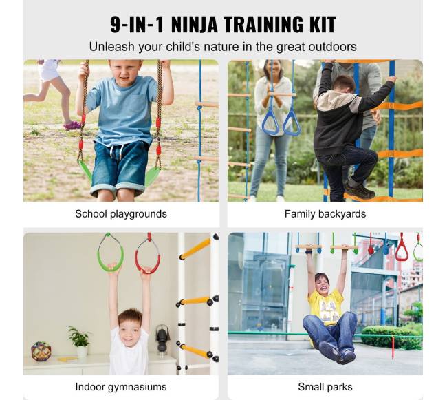 Nindzių kliūčių trasa vaikams lauke su 12 kliūčių1