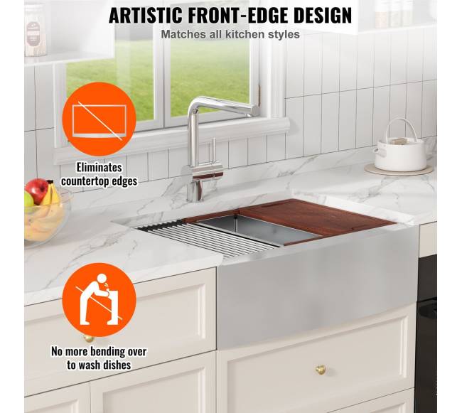 Ūkio stiliaus virtuvės kriauklė, 91 cm5