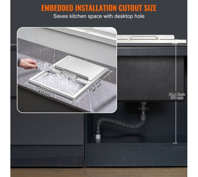 Integruota ledo dėžė 61 cm x 46 cm x 33 cm5