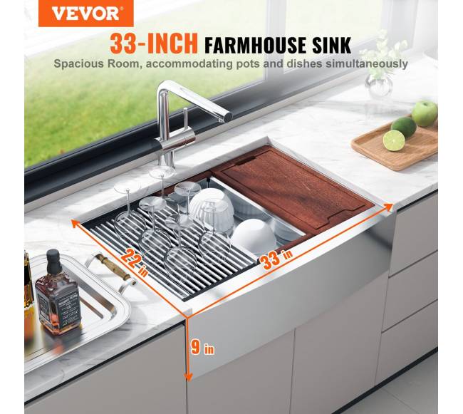 Virtuvinė kriauklė iš nerūdijančio plieno 304, 33 cm1