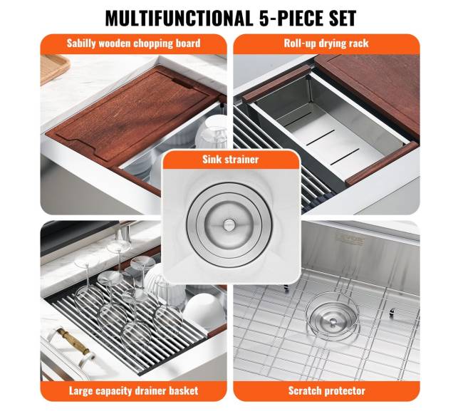 Virtuvinė kriauklė iš nerūdijančio plieno 304, 33 cm2