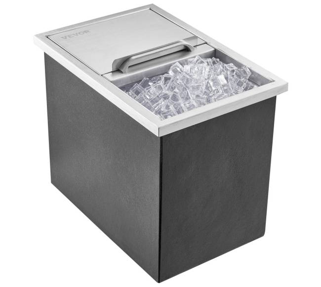 Įmontuojama nerūdijančio plieno ledo dėžė 46 cm0