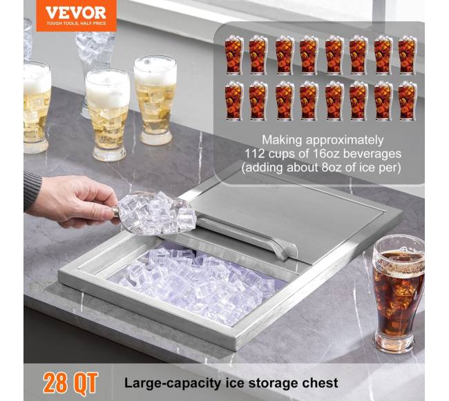 Įmontuojama nerūdijančio plieno ledo dėžė 46 cm1