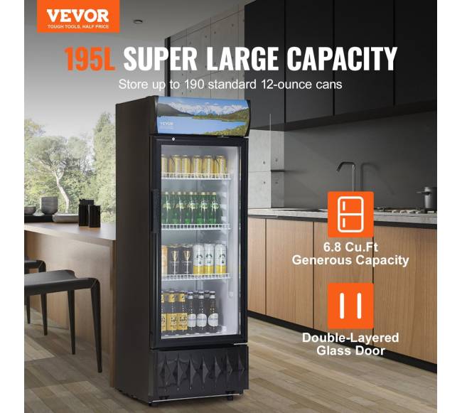 Komercinis šaldytuvas-vitrina 195L su 3 lentynomis1